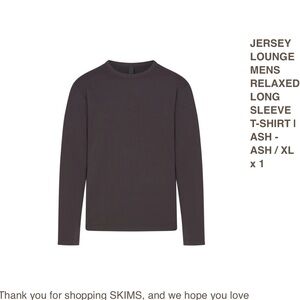 Skims Men's Gray Jersey Lounge - Long Sleeve Tee